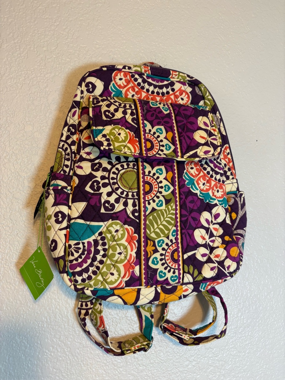Vera Bradley Backpack Plum Crazy Adjustable Strap School Travel NWT